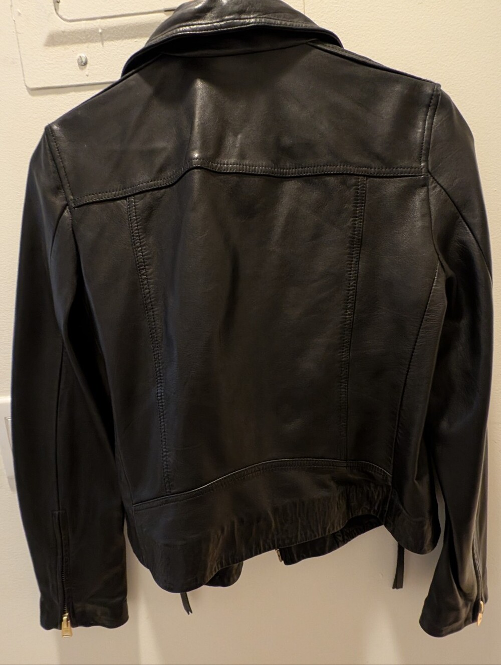 AllSaints Dalby Leather Biker Jacket - Black & Gold Hardware (US 8 / UK 12) - Picture 8 of 8